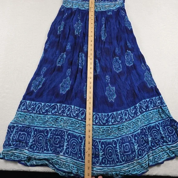 MPH Vintage Boho Hippie Dress Women's Size Large Blue Floral Long - Picture 3 of 8